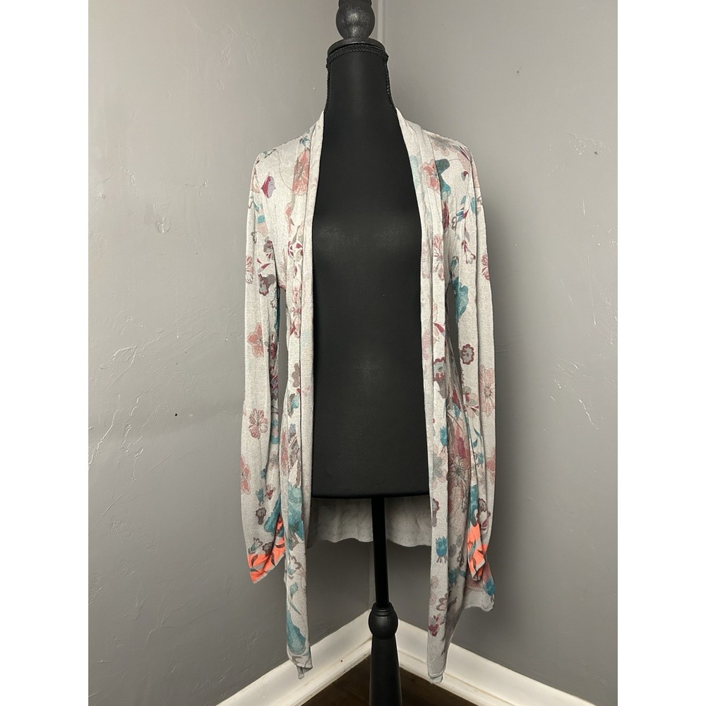 IVKO Womens Open Front Longer Tunic Cardigan Side Slits Size 36 38 S M EUC